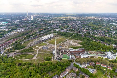 Aerial view, construction site of new Stadler Rail Vehicles branch, former General Blumenthal mine