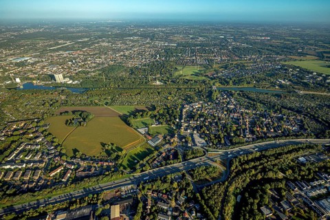 Aerial view, allotment garden association Horsthausen and allotment garden association Herne-Baukau