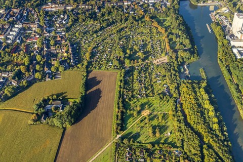Aerial view, allotment garden association Horsthausen and allotment garden association Herne-Baukau