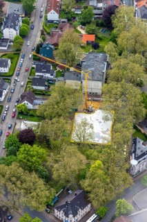 Aerial view, construction site at the primary school Max-Wiethoff, Sodingen, Herne, Ruhr area,
