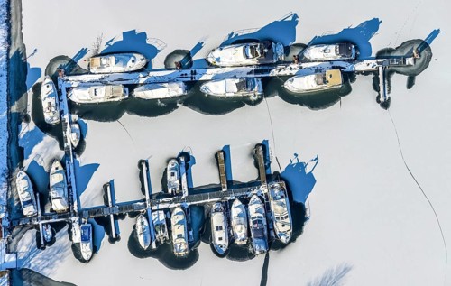 Aerial view, Herner Meer, marina, Rhine-Herne-Canal, Horsthausen, Herne, Ruhr area, North