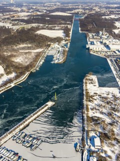 Aerial view, Herne Sea, marina, Rhine-Herne Canal, Horsthausen, Herne, Ruhr area, North