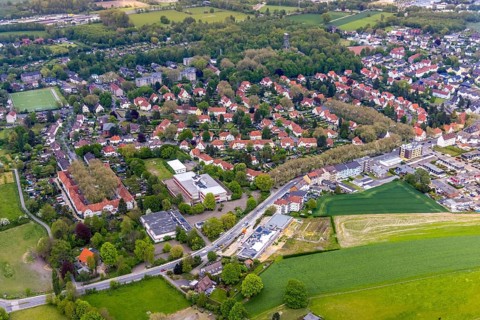 Aerial view, housing estate Gartenstadt Teutoburgia, colliery housing estate, Teutoburgiahof,