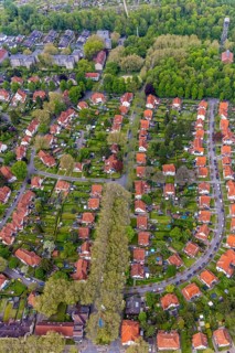 Aerial view, housing estate Gartenstadt Teutoburgia, colliery housing estate, Börnig, Herne, Ruhr