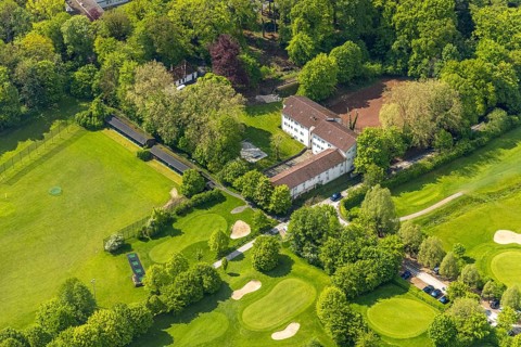 Aerial view, Herdecke education centre, Ostende, Herdecke, Ruhr area, North Rhine-Westphalia,