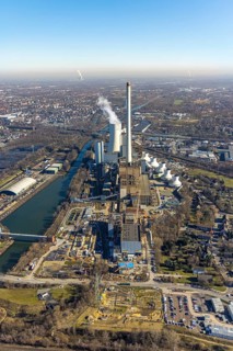 Aerial photo, power generation at the STEAG Herne combined heat and power plant on the Rhine-Herne