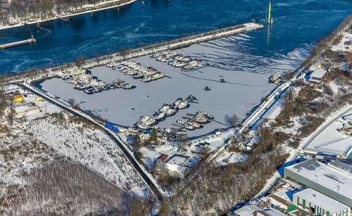 Aerial view, Herne Sea, marina, Rhine-Herne Canal, Horsthausen, Herne, Ruhr area, North