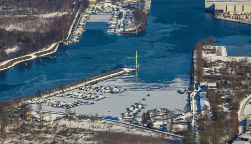 Aerial view, Herne Sea, marina, Rhine-Herne Canal, Horsthausen, Herne, Ruhr area, North