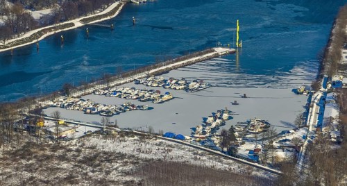 Aerial view, Herne Sea, marina, Rhine-Herne Canal, Horsthausen, Herne, Ruhr area, North