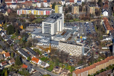 Aerial view, Marienhospital Herne, Herne-Süd, Herne, Ruhr area, North Rhine-Westphalia, Germany,