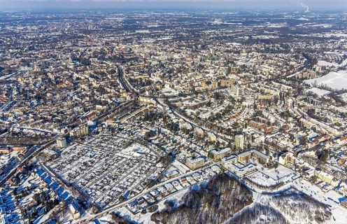 Aerial view, allotment garden association Herne Süd, local view Herne, Riemke, Bochum, Ruhr area,