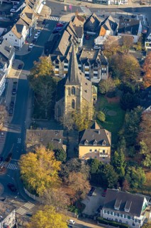 Aerial view, St. Philippus and Jakobus Church in Herdecke, Ruhr area, North Rhine-Westphalia,