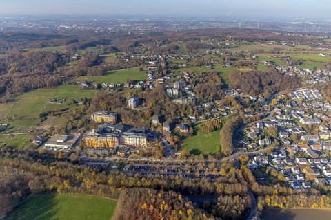 Aerial view, Community hospital Herdecke and Waldorf kindergarten Herdecke in the district Westende