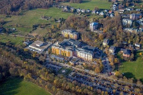 Aerial view, Community hospital Herdecke and Waldorf kindergarten Herdecke in the district Westende