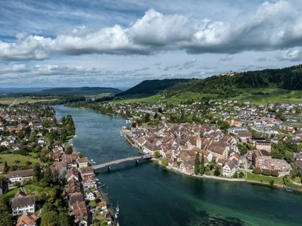 Aerial view of Stein am Rhein, Canton Schaffhausen, Switzerland