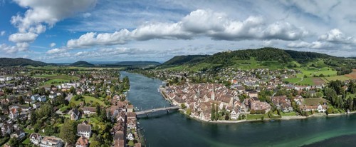 Aerial view, panorama of Stein am Rhein, Canton Schaffhausen, Switzerland