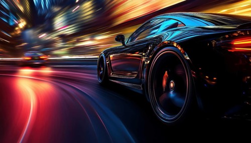 Night City Car Speeding Through The Streets On A Late Evening Drive, A Thrilling Adventure Amidst