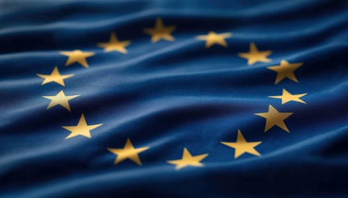 Iconic European Union Logo: Flag Of The Eu Featuring Circular Stars. Symbol Of Unity And Progress