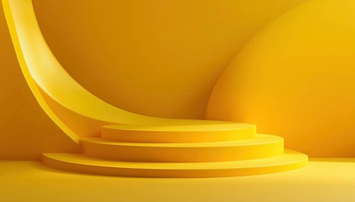 Smooth Yellow Panoramic With Shadows And Yellow Base For Branding Products Presentation Utilizes A