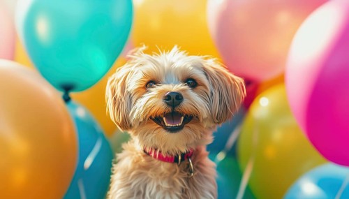 Adorable Pet Birthday Card For My Beloved Dog: A Celebration With Balloons And Love, AI generated