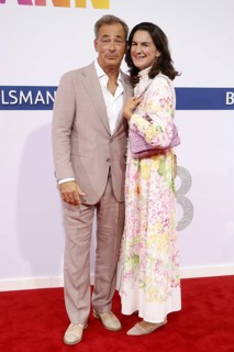 Jan Sosniok and his woman Nadine arriving at the Bertelsmann Summer Party 2025 at the Bertelsmann