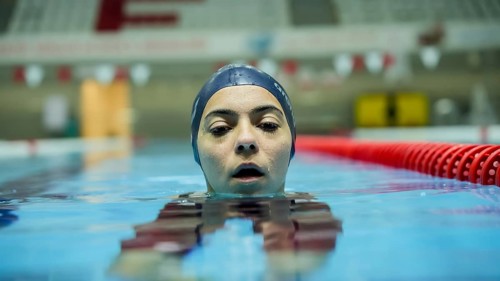 Turkish Paralympic champion swimmer Sevlay Öztürk trains in a swimming pool in Gaziantep, Türkiye,