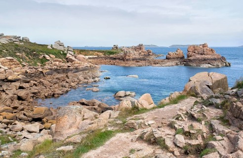 Waterside scenery around Perros-Guirec at the Pink Granite Coast in Brittany, France