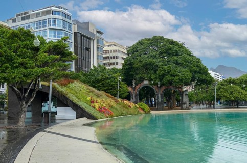 Impression around the Plaza de Espana of Santa Cruz de Tenerife, a city in Tenerife and capital of