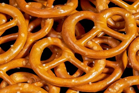 Full frame macro shot of some lye pretzels