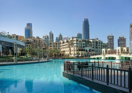 Scenery around the Burj Khalifa park in Dubai, the most populous city in the United Arab Emirates