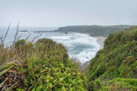 Stormy coastal scenery at Cape Foulwind in New Zealand