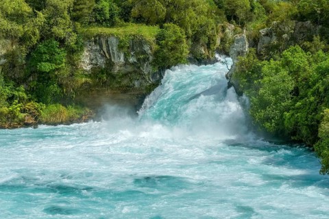 The Huka Falls on the Waikato River in New Zealand