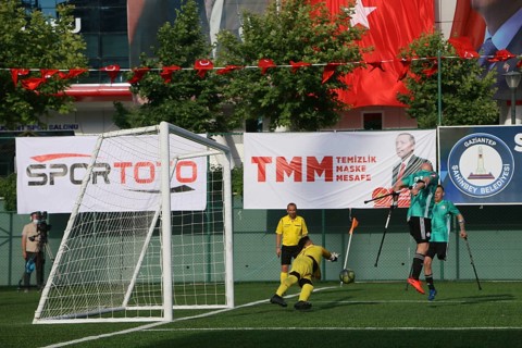 Football for the disabled amputees. The final match of amputee football between Sahinbey Belediye