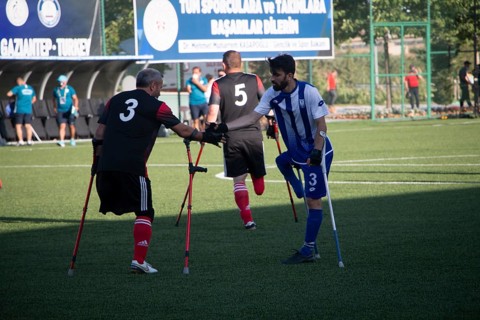 Football for the disabled amputees. The final match of amputee football between Sahinbey Belediye