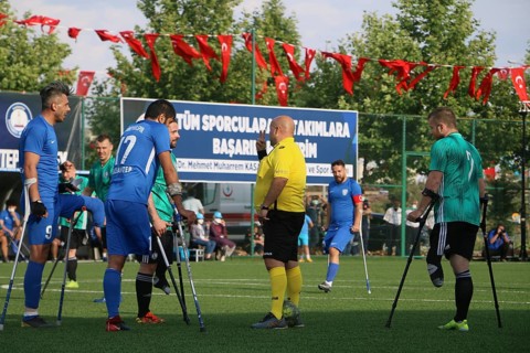 Football for the disabled amputees. The final match of amputee football between Sahinbey Belediye