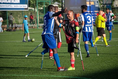 Football for the disabled amputees. The final match of amputee football between Sahinbey Belediye
