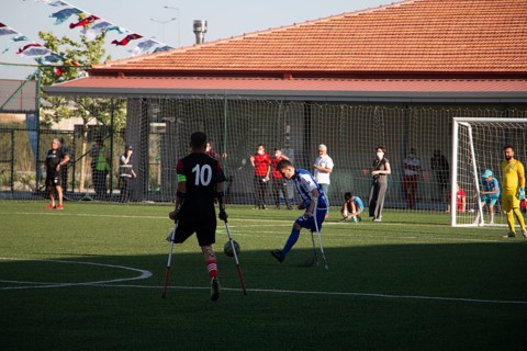 Football for the disabled amputees. The final match of amputee football between Sahinbey Belediye