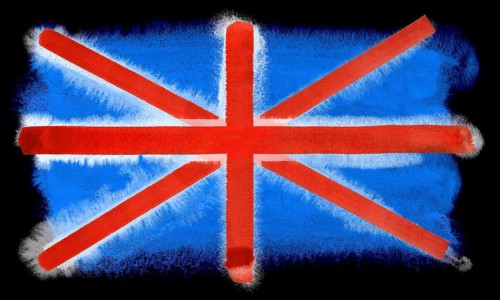 Watercolor illustration of the Great Britain flag