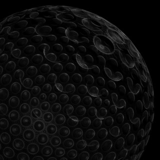 Mesh wire rendering of a golf ball sphere in black back