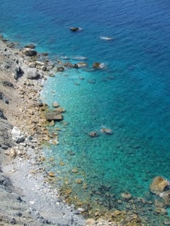 High angle coastal scenery at Skiathos which is one of the greek Sporades islands