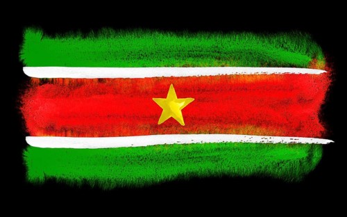 Watercolor illustration of the Suriname flag