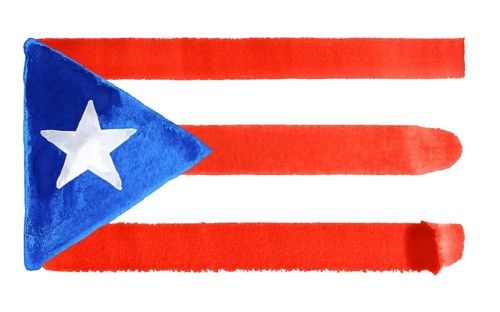 Watercolor illustration of the Puerto Rico flag