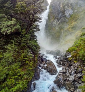 The Devils Punchbowl Falls at the South Island in New Zealand