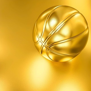 AI generated image showing a golden basketball ball in golden ambiance