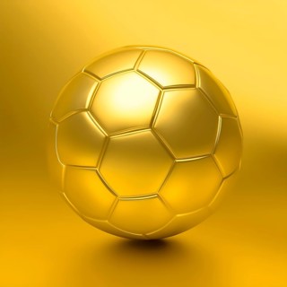 AI generated image showing a golden soccer ball in golden ambiance