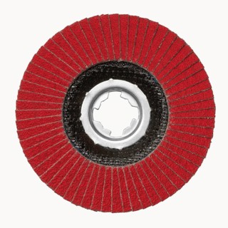 Frontal shot of a grinding wheel in white back