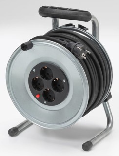 Metallic cable drum in white back with shadow