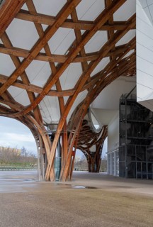 Architectural detail seen at the Centre Pompidou-Metz, a museum of modern and contemporary art in