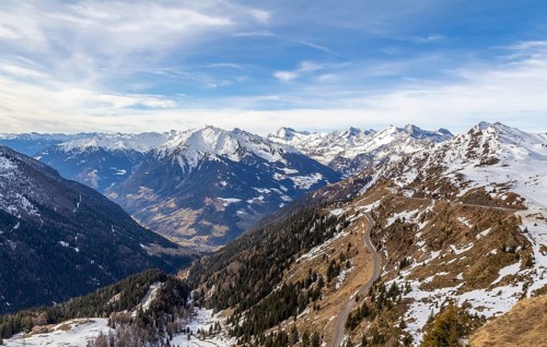 Alpine scenery around the Jaufen Pass in South Tyrol in Italy