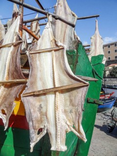 Sunny outdoor scenery showing some dried fish in Madeira